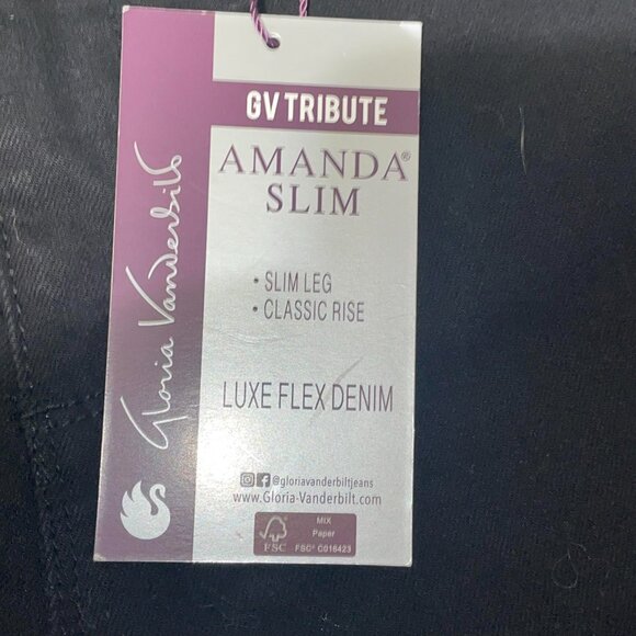 Gloria Vanderbilt Amanda Slim Leg Jeans Black Size 6 Average Embroidered Pockets - Picture 9 of 12